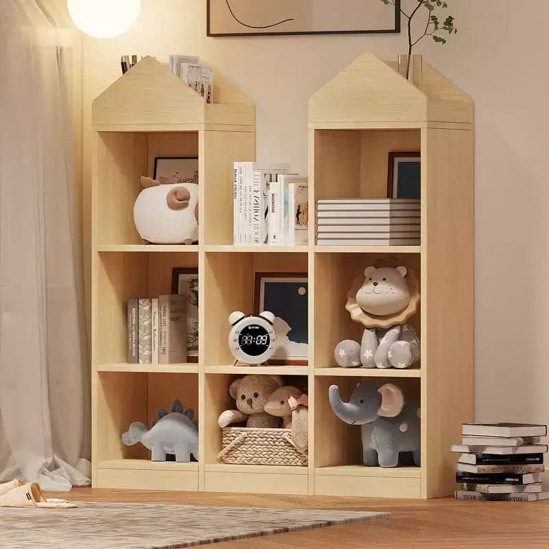 8 Cubby Kids Bookshelf with Castle Shape, Kids Reading Nook w/Toy Storage Organizer, Multiful Storage Display Case for Children's Room Nursery