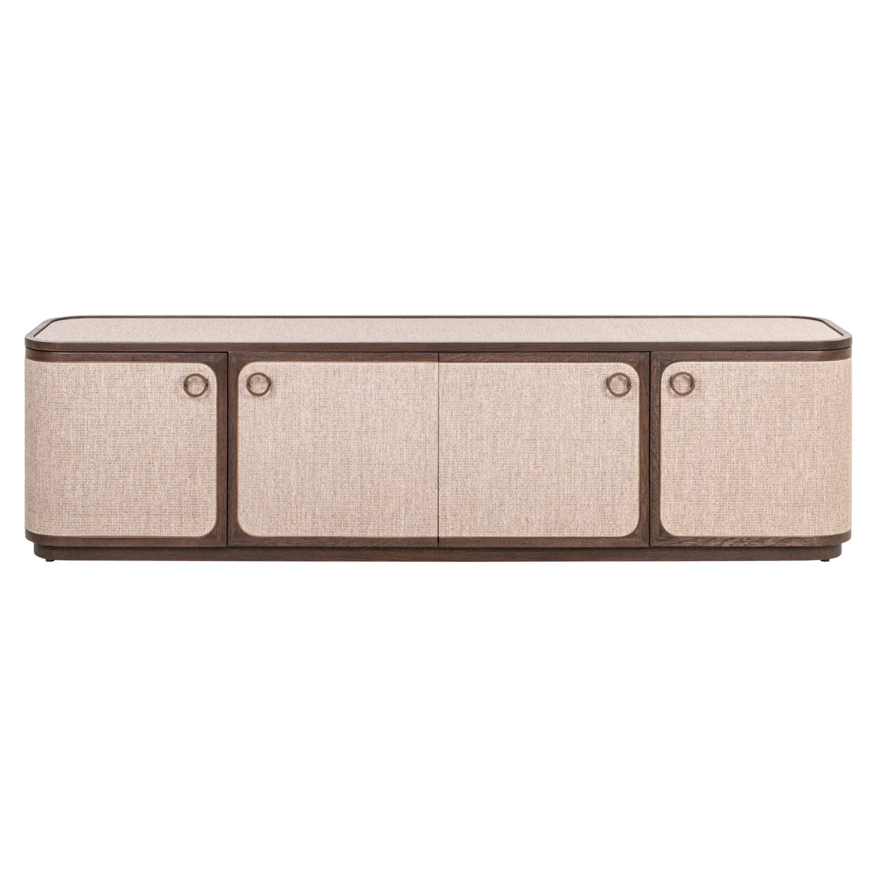 Linen & Dark Brown Oak 4 Door TV Unit