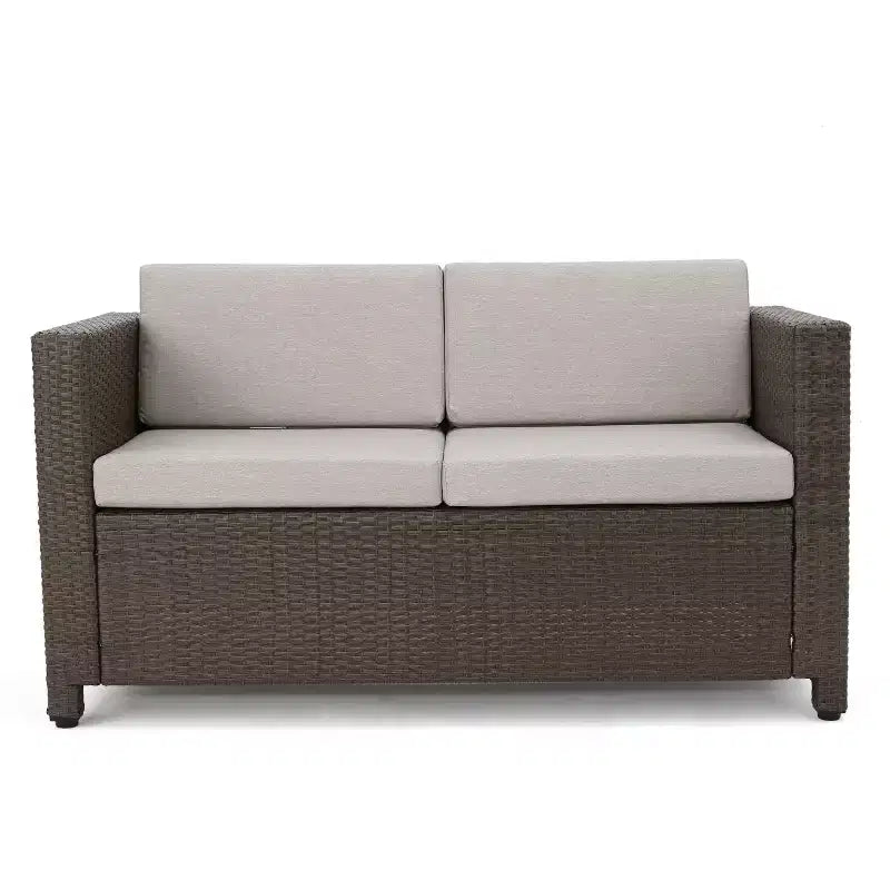 Christopher Knight Home Puerta Outdoor Wicker 4 Seater Chat Set with Cushions