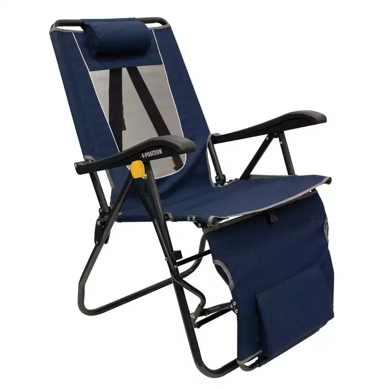GCI Outdoor Legz Up Lounger Portable Folding Recliner Chair - Heathered Indigo