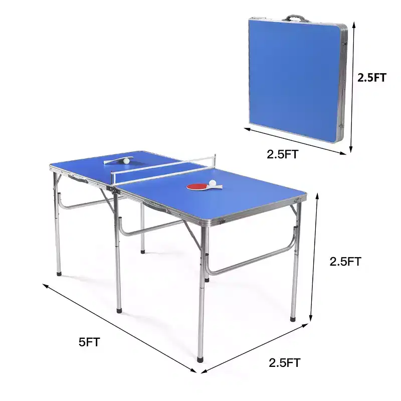 Costway 60'' Portable Table Tennis Ping Pong Folding Table with Accessories Indoor Game Red/Blue