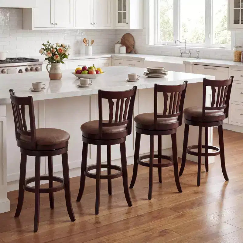 Costway 30 Bar Height Swivel Bar Stools Set of 4 w/Back & Faux Leather Seat
