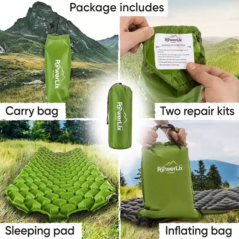PowerLix Ultralight Sleeping Pad with Inflating Bag, Compact Hiking & Camping Mat