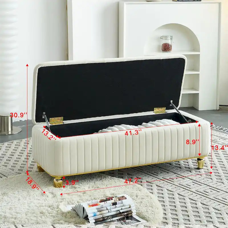 Rectangle Storage Ottoman Bench – Green / Black / Beige, Tufted Velvet, Modern Style, Seats 1–2