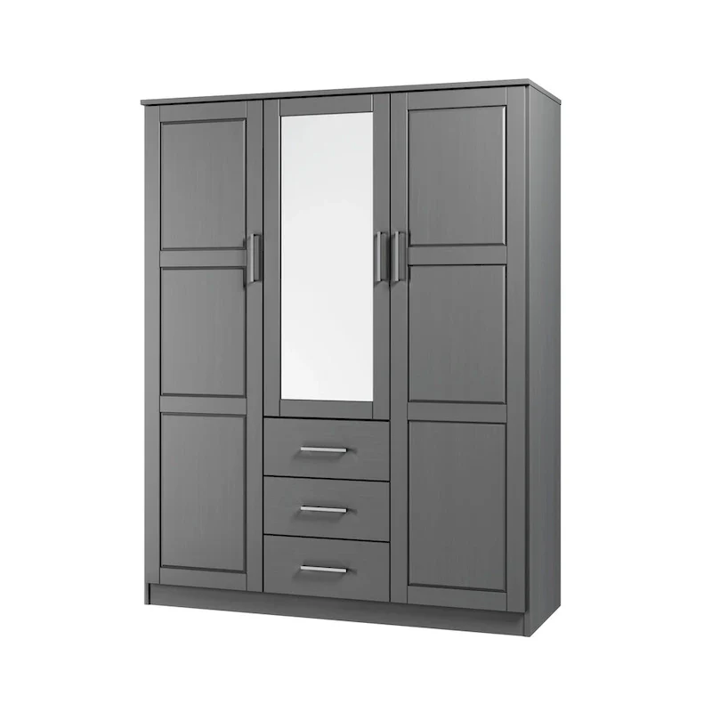 3-Door Solid Pine Wood Wardrobe Armoire, 72