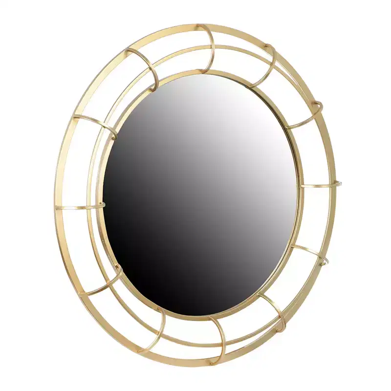Round Wire Framed Wall Mirror, Gold