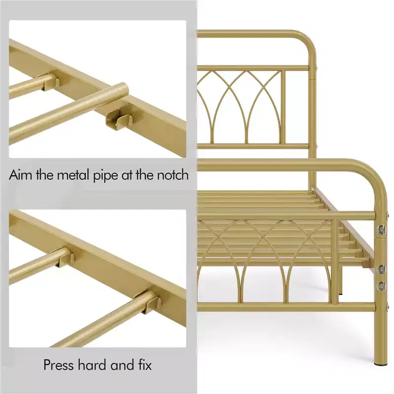 Yaheetech Metal Platform Bed Frame with Petal Accented Headboard and Footboard