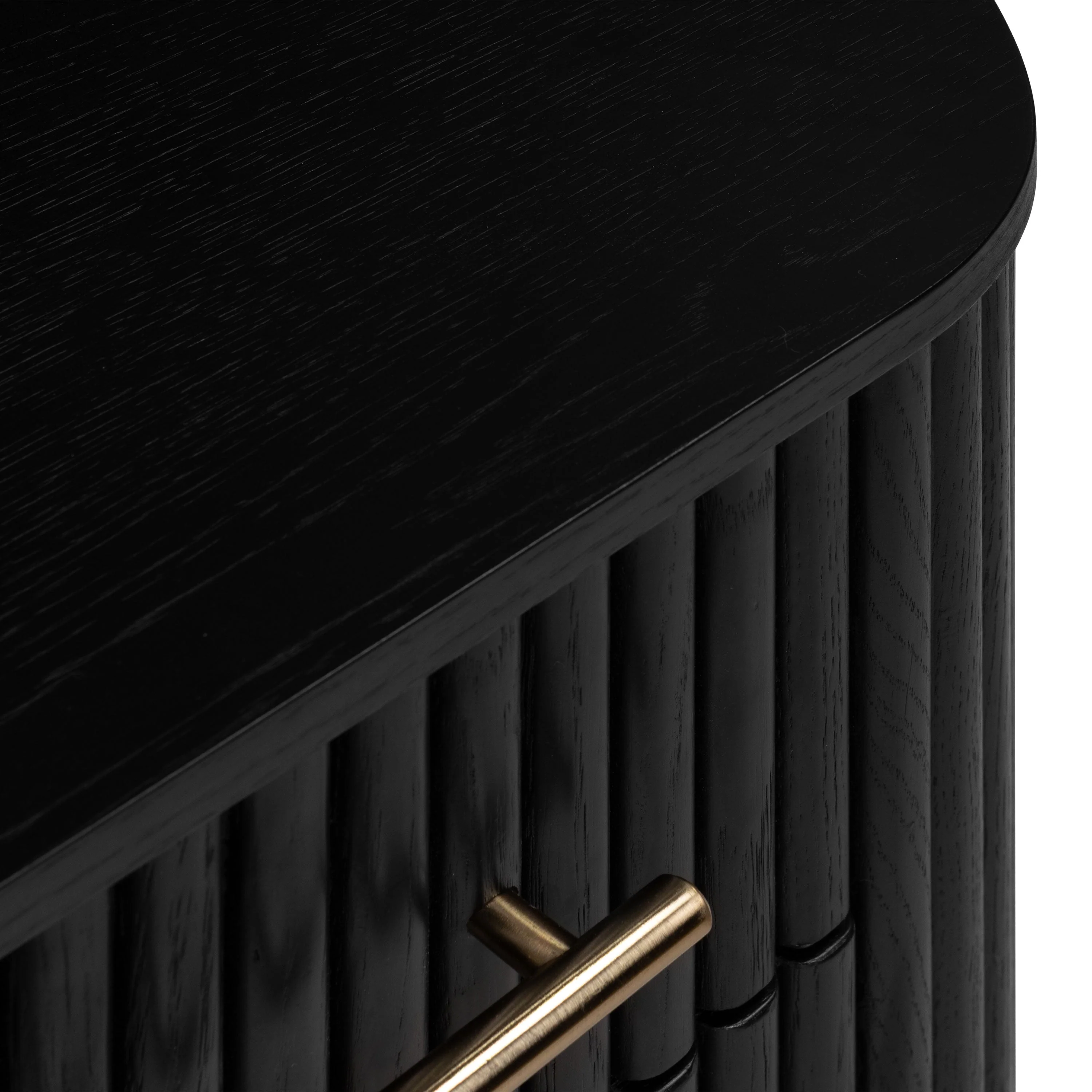 Modern Black Nightstand with Solid Oak Frame for Bedroom