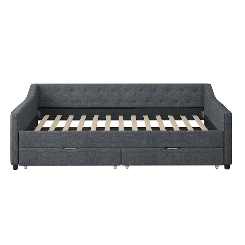 Full Size Upholstered Daybed with Storage Drawers