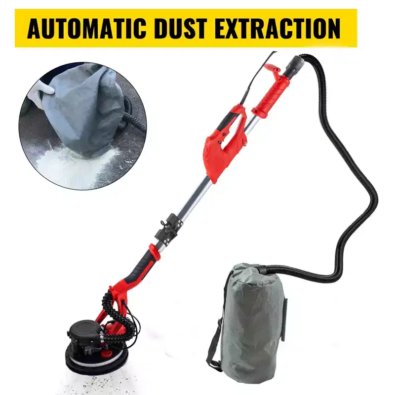 VEVOR Drywall Sander 850W, Electric Drywall Sander, Variable Speed 800-1750 RPM, Foldable Sheetrock Sander, with Telescope Handle, Red&Black