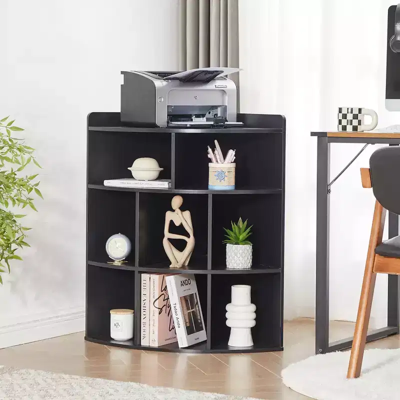 VECELO Corner Cabinet, 3-Tier Cube Storage Organizer, Triangle Bookcases with 8 Cubbies
