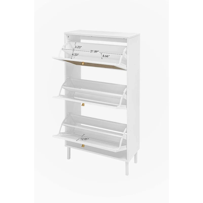 Rattan 3-Door Shoe Rack