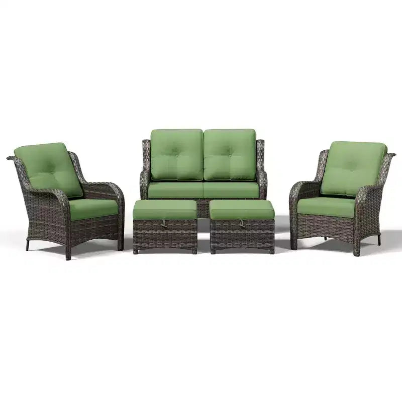 UPTIOT All-Weather Olefin Wicker Sofa Set with Multi-Functional Ottomans