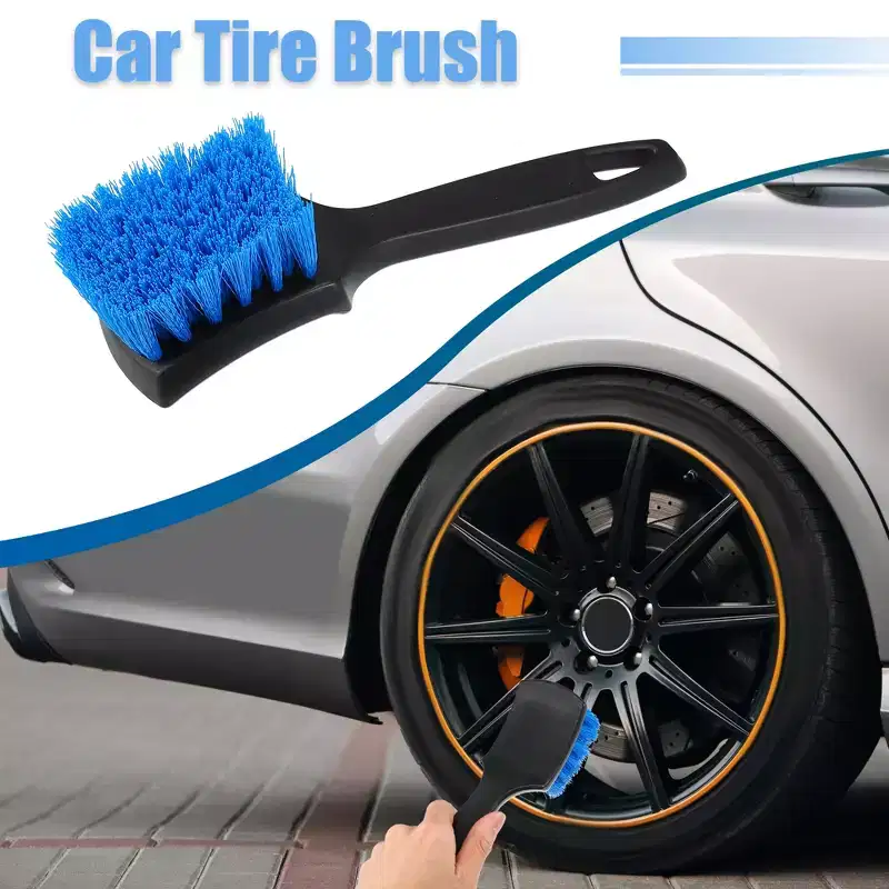 Unique Bargains Short Handle Soft Bristle Car Washing Wheel Tire Brush