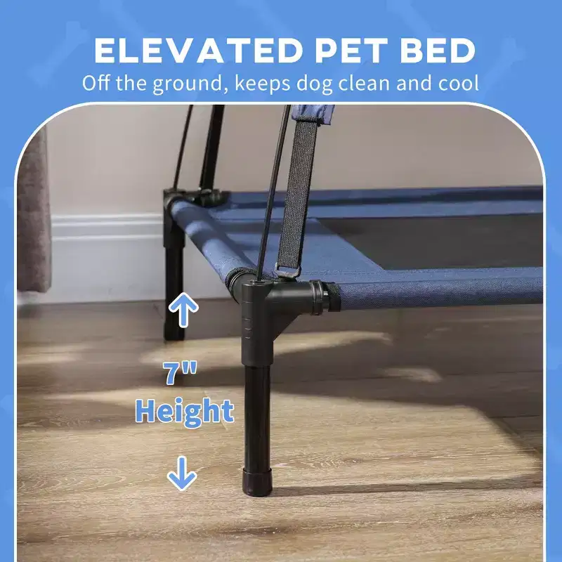 Skyzone 4836 Foldable Elevated Dog Cot with UV-Protective Canopy, Breathable Cooling Pet Bed