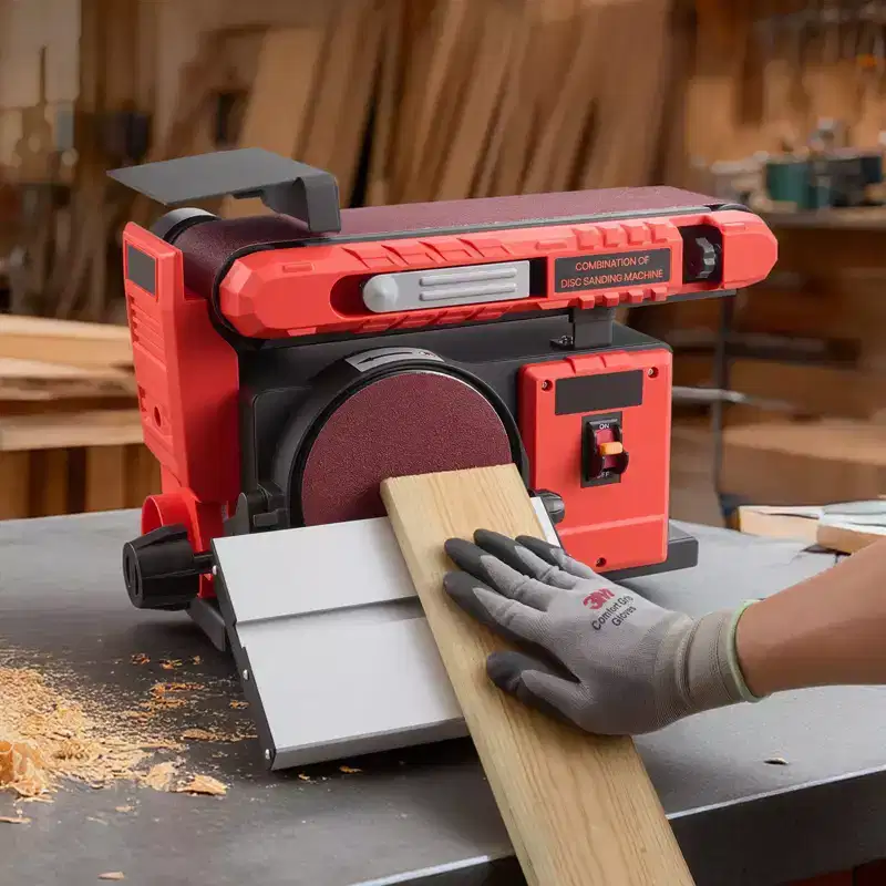 VEVOR 6 Disc Sander & 4 x 36 Belt Sander, 400W Belt Disc Sanders Combo with 0 - 45 Adjustable Worktable & Dust Collection Port, Red&Black