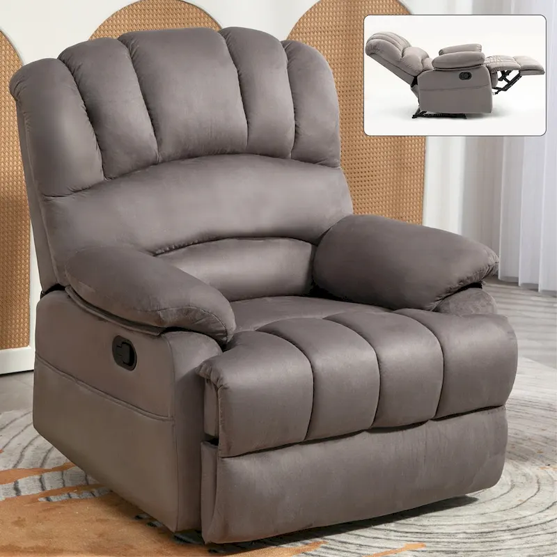 Extra-Large Manual Recliner Chair with Fabric Upholstery