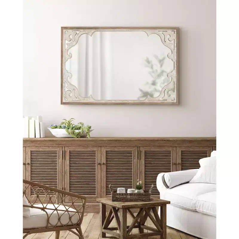 Kate and Laurel Shovali Framed Wall Mirror, 22x34, Rustic Brown