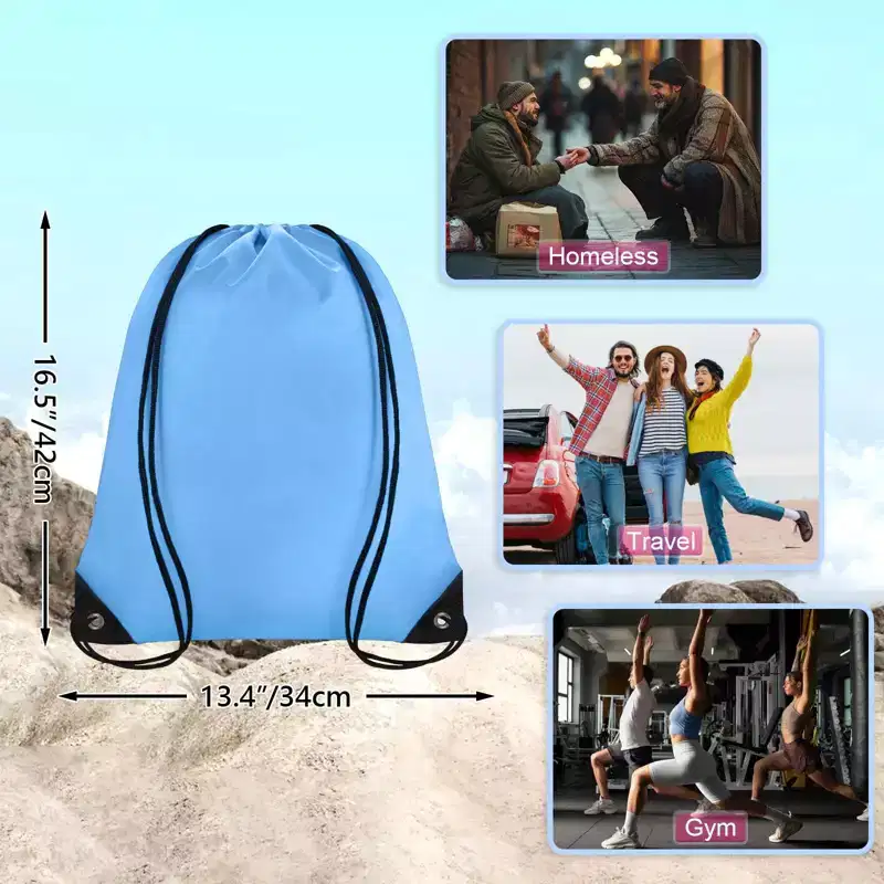 Narwey Drawstring Backpack Bulk 42 Pcs String Backpack Drawstring Bags Cinch Bag Sackpack (Sky Blue)