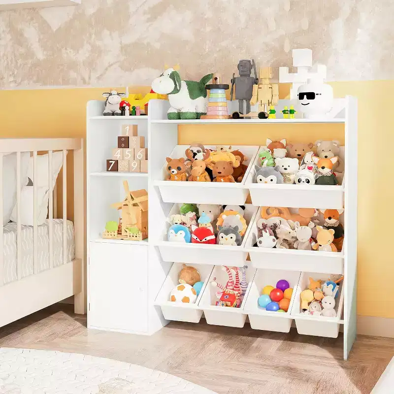 Kids Toy Storage Organizer with 8 Removable Bins & 3 Open Shelves