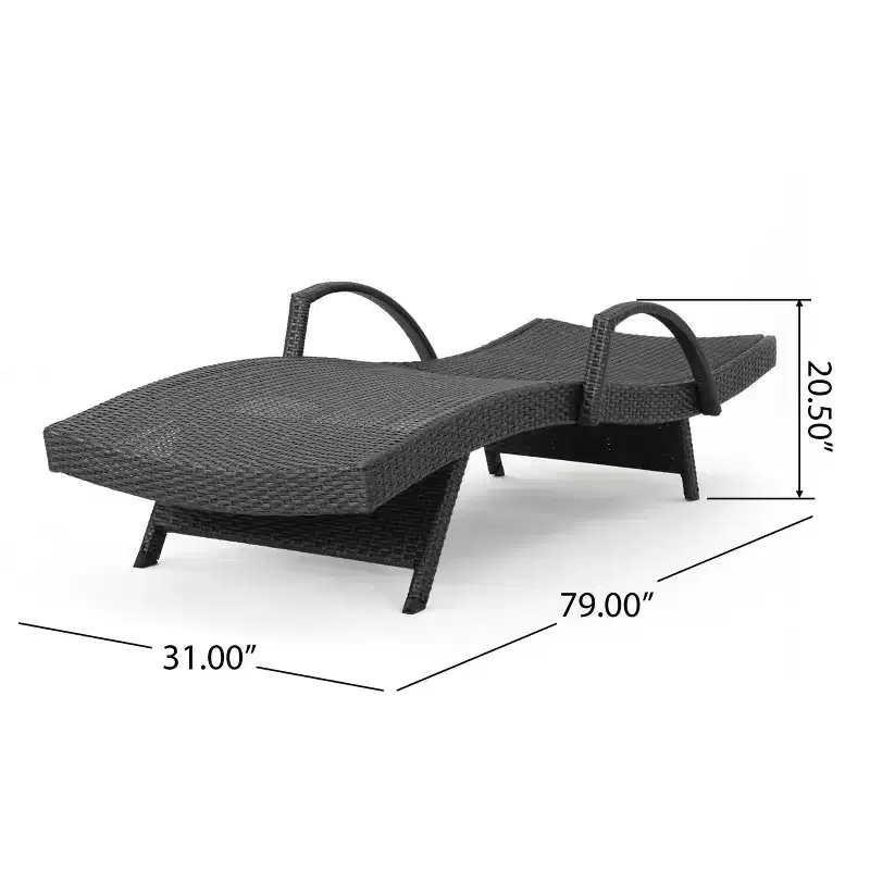 GDFStudio Olivia Outdoor Wicker Folding Adjustable Chaise Lounge and Table Set