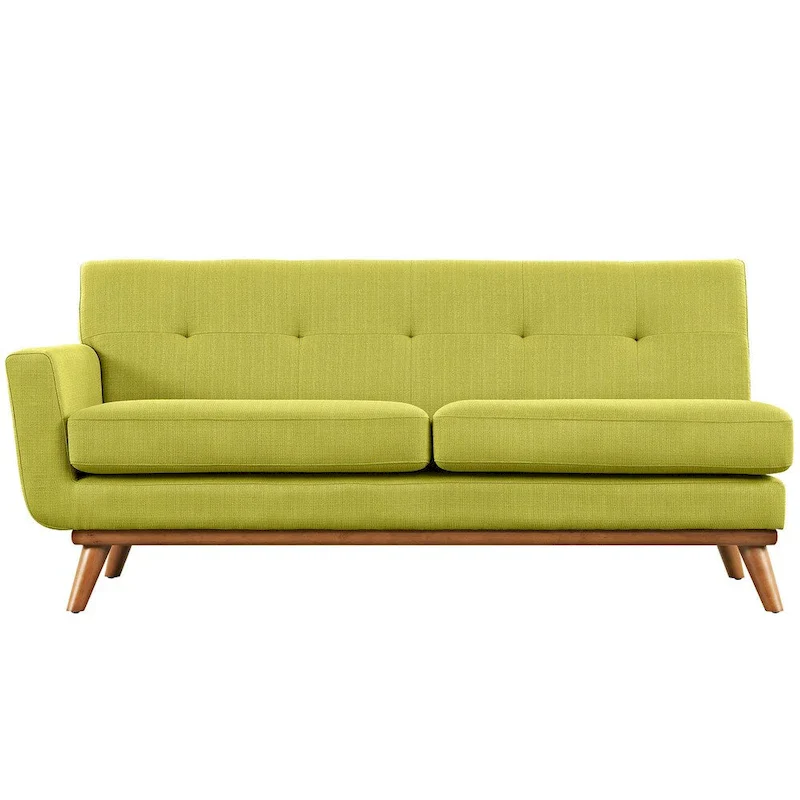 Engage Mid-century Modern Upholstered Fabric Left-arm Loveseat, Azure
