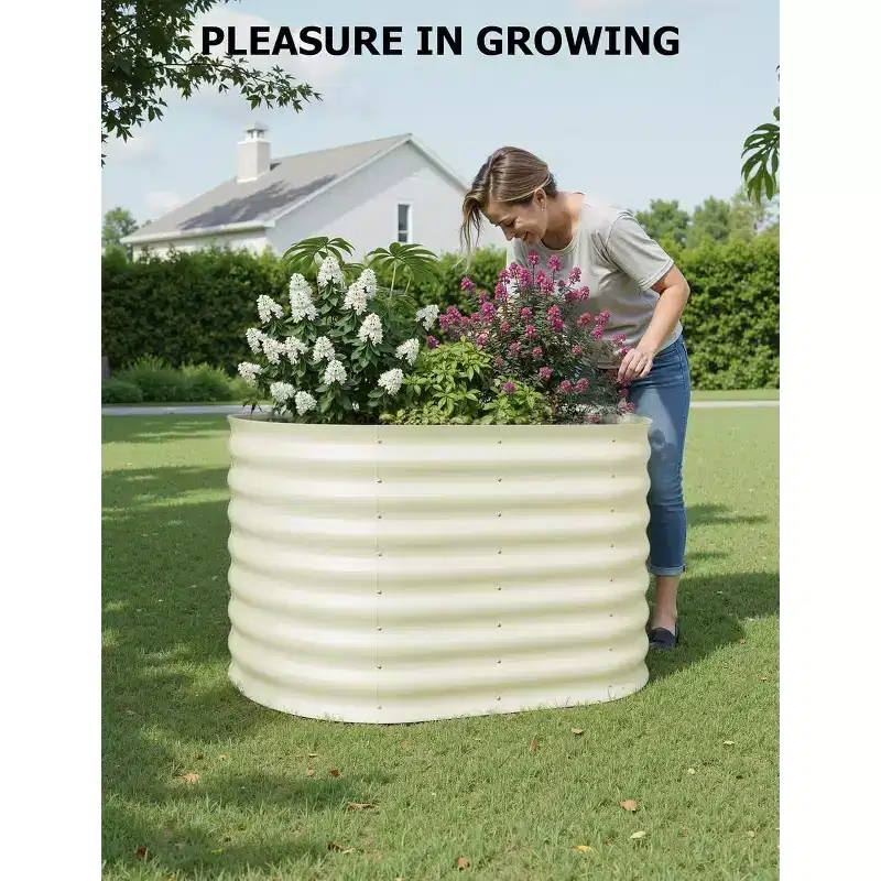 2Pack Raised Garden Bed, Galvanized Planter Raised Beds for Gardening, Oval Large Metal Planter Boxes Outdoor for Vegetables, Flowers, Patio