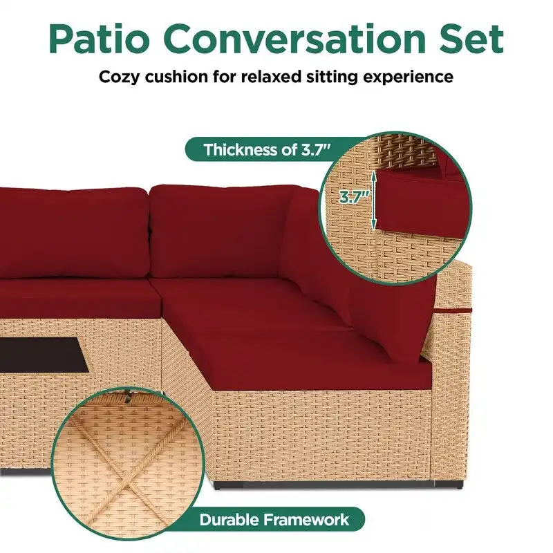UPHA 7-Piece Wicker Outdoor Seating Group with Cushions