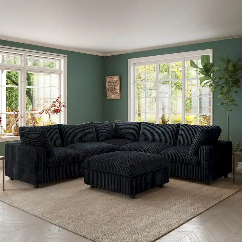 Cloud Corner Sofa Soft Plush Upholstered Modular Sectional Sofa Down Filled Living Room Couch