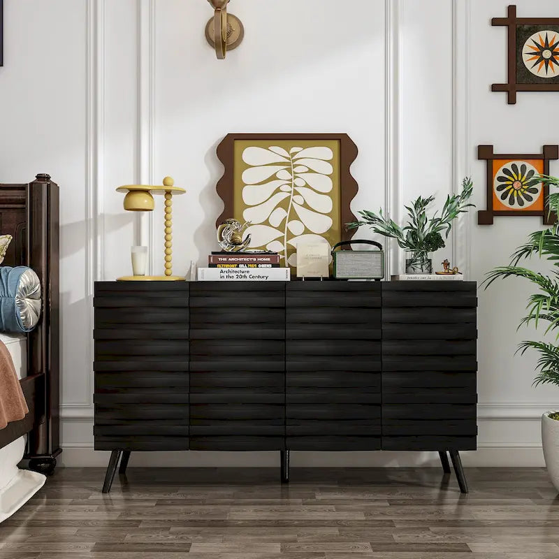 Sleek Black Buffet Cabinet Home Decor Console Table Side Table Wood