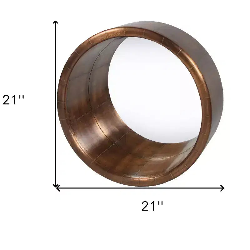 21 Copper Round Metal Framed Accent Mirror