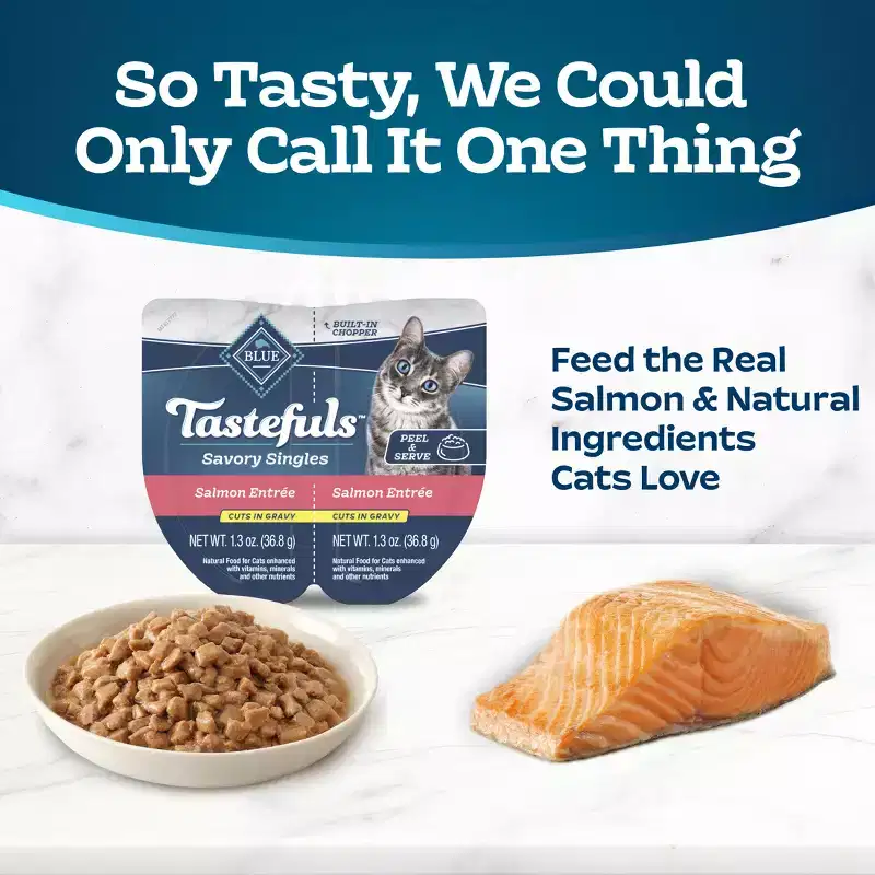 Blue Buffalo Tastefuls Savory Singles Salmon Entree Cuts in Gravy Adult Wet Cat Food - 2.6oz