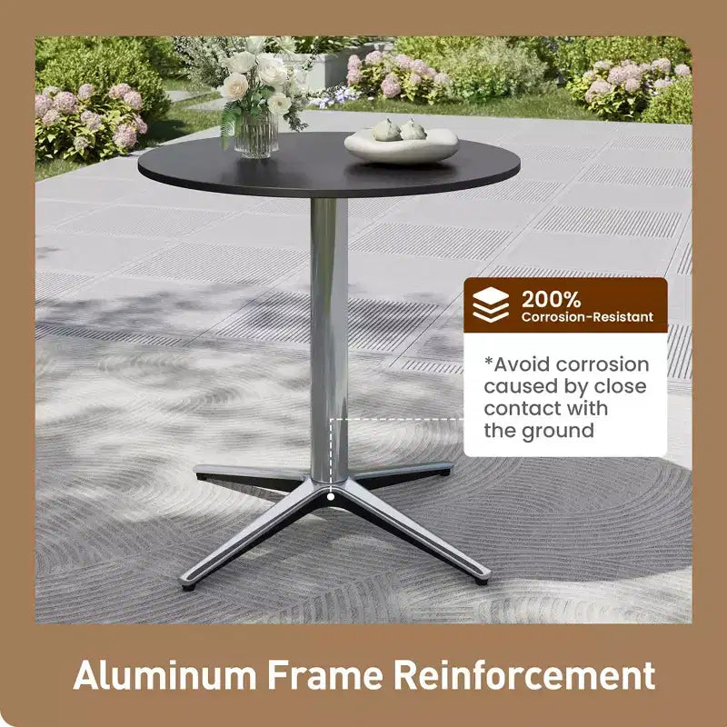 Captiva Designs 5pc Patio Dining Table with X-Shaped Legs & Woven Pull Cord Back with Seat Cushion