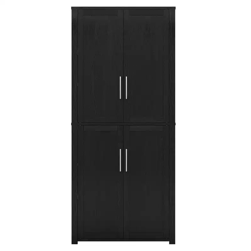 PexFix Kitchen Pantry Cabinet Freestanding Food Storage Cabinet with 4 Doors & Adjustable Shelves Floor Utility Storage Organizer