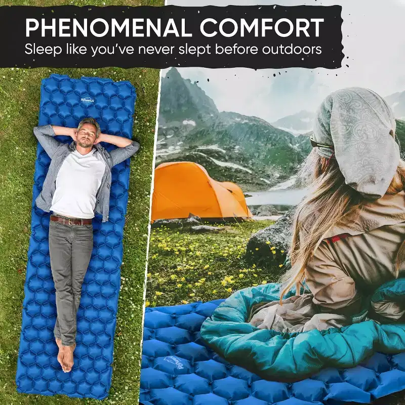 PowerLix Ultralight Sleeping Pad with Inflating Bag, Compact Hiking & Camping Mat