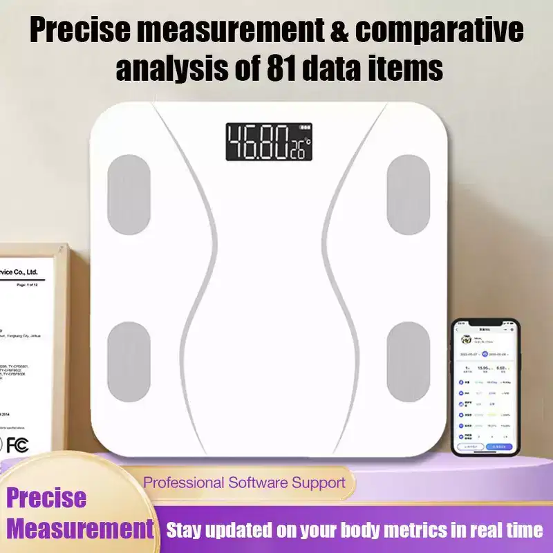 Swtroom Smart Bluetooth Body Fat Scale - Rechargeable Digital Bathroom Scale with App 400lbs Capacity