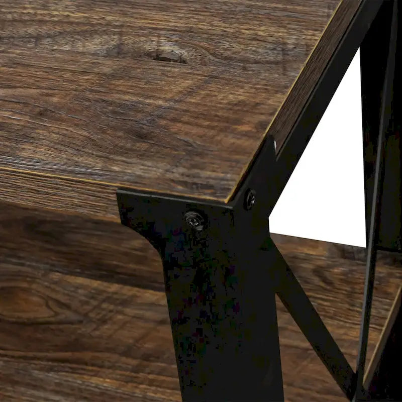 80-Inch Industrial TV Stand – Espresso / Walnut / White, Wood & Metal, Open Shelving with Mesh Door