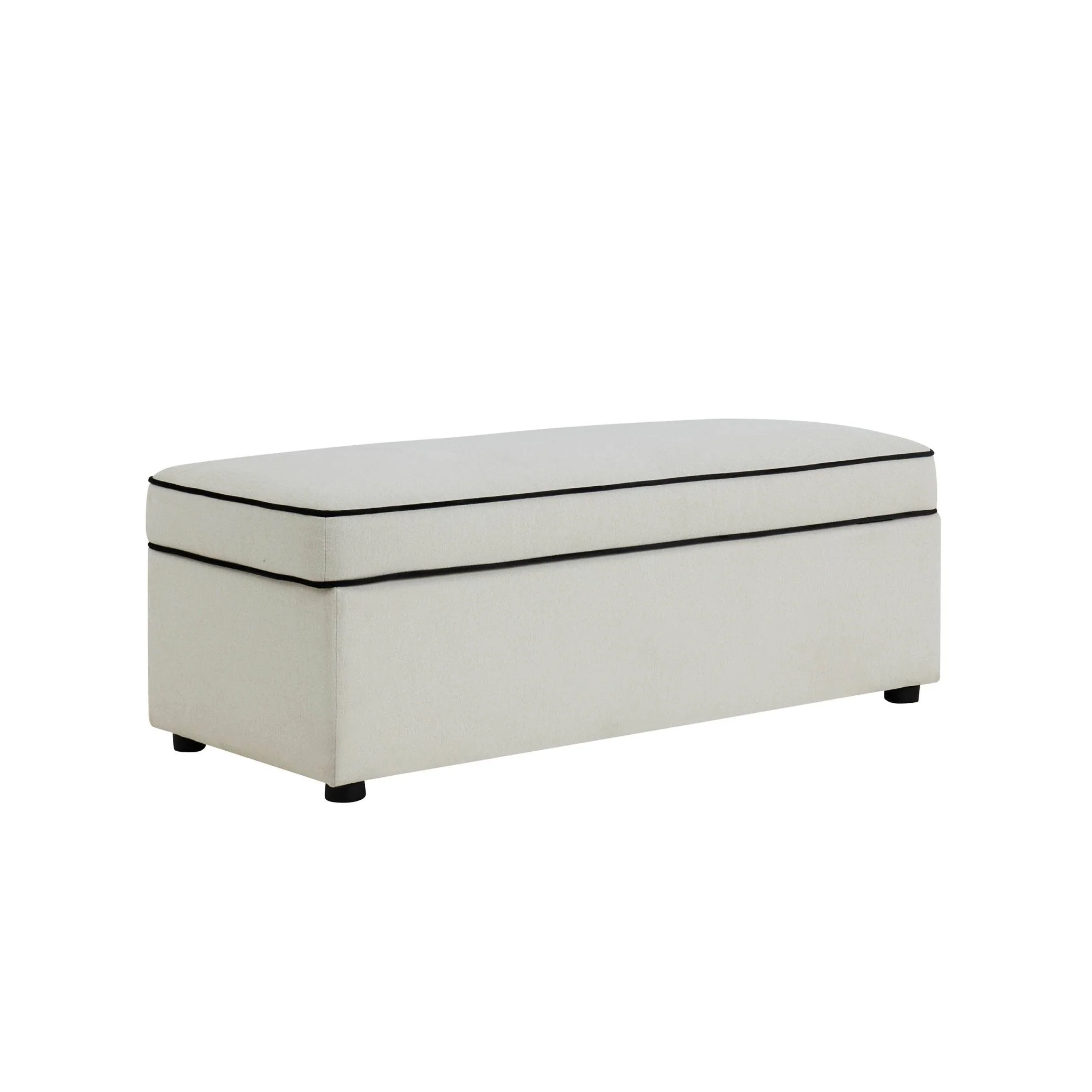 Rectangle Ottoman Storage - Cream Linen/Black