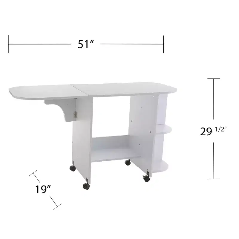 Expandable Rolling Sewing Table / Craft Station - White
