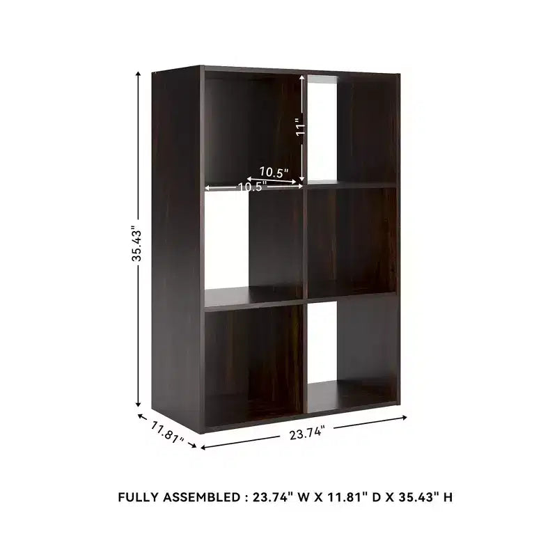 6-Cube Open Storage Organizer Bookcase, Versatile Display Unit for Home Organization, Wood Laminate
