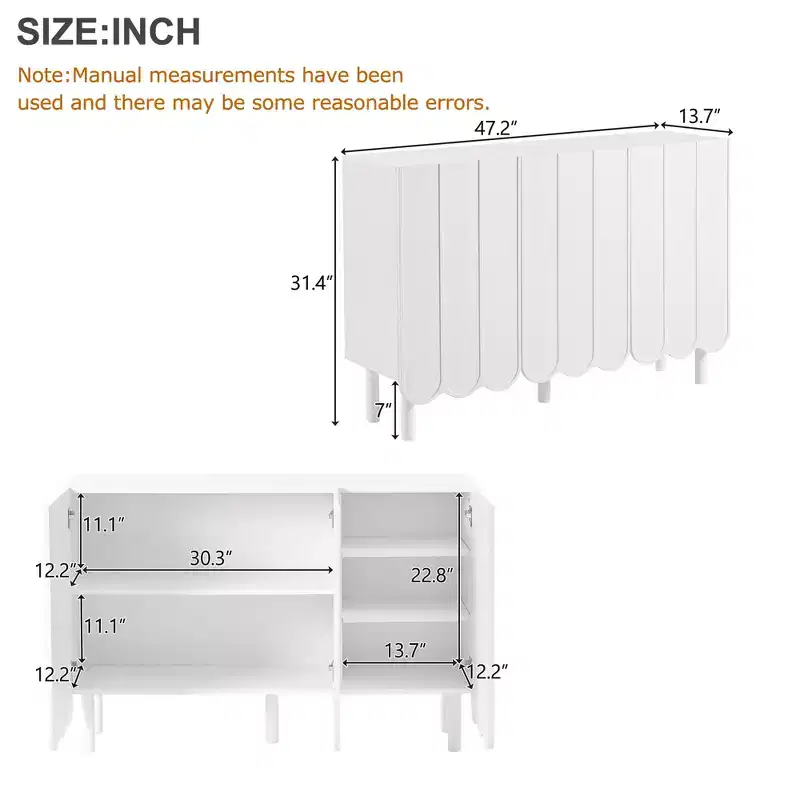Minimalist Shoe Cabinet with Wave Doors and Adjustable Shelves