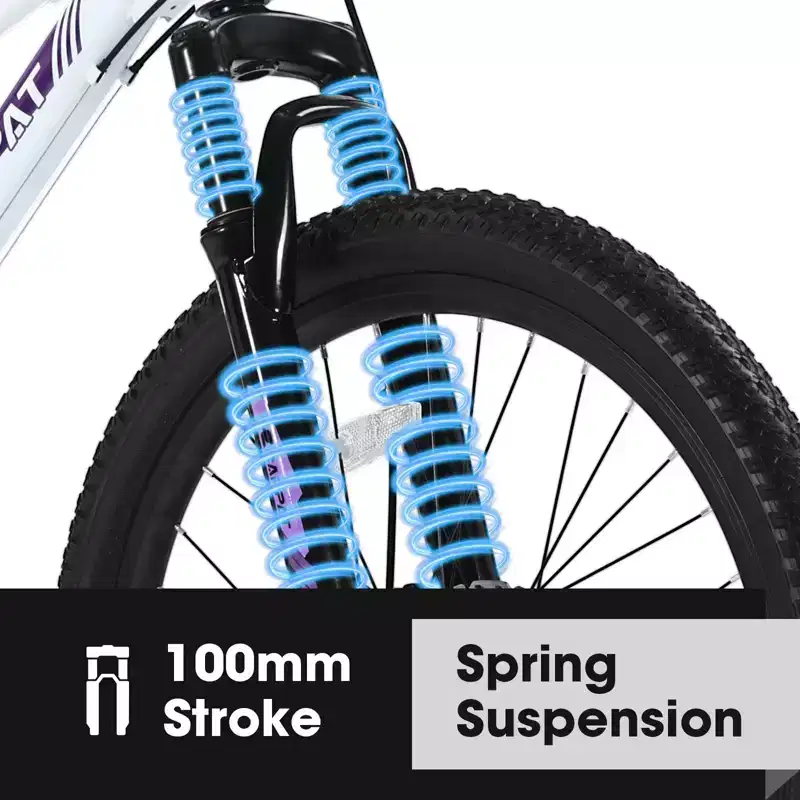 Okak 24/26IN Mountain Bike with 21 Speeds and Dual Disc Brakes, Kids Bike with 100mm Front Suspension, Dirt Bike for Teenagers and Women