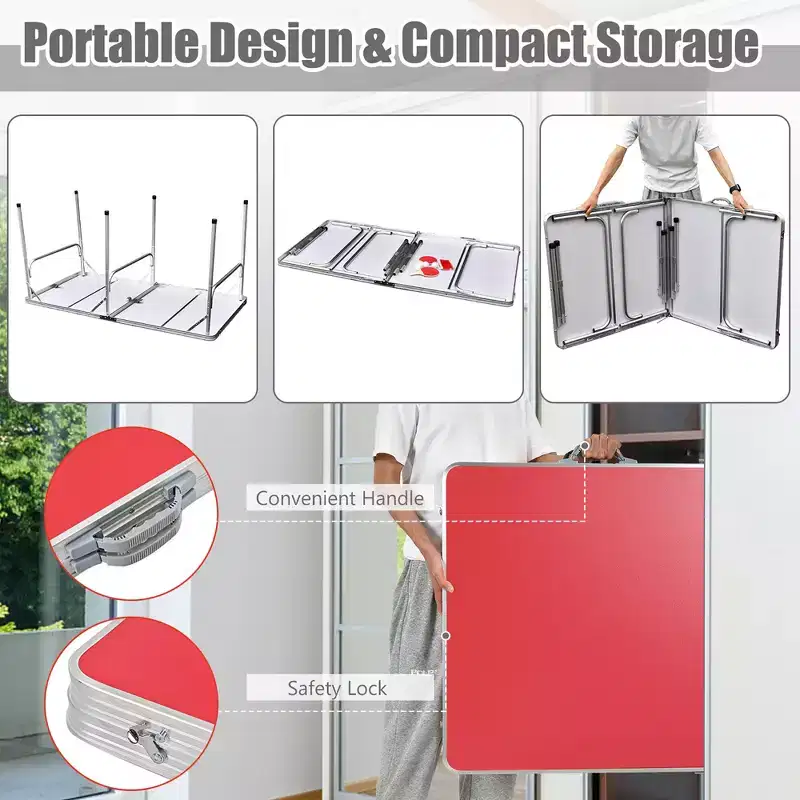 Costway 60'' Portable Table Tennis Ping Pong Folding Table with Accessories Indoor Game Red/Blue