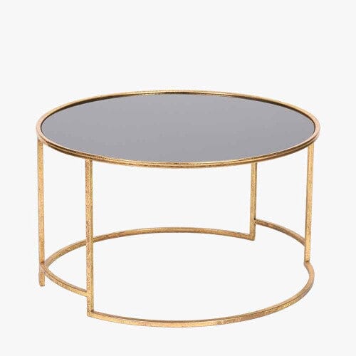 Antique Gold & Black Glass Coffee Table