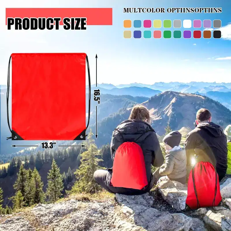 Narwey 60 Pieces Drawstring Backpack Bulk Cinch Sackpack Ployster Drawstring Bags(Red)