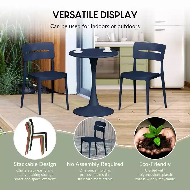 WestinTrends Playa Modern 5-Piece Resin Round Patio Dining Table Set with Stackable Patio Dining Chairs