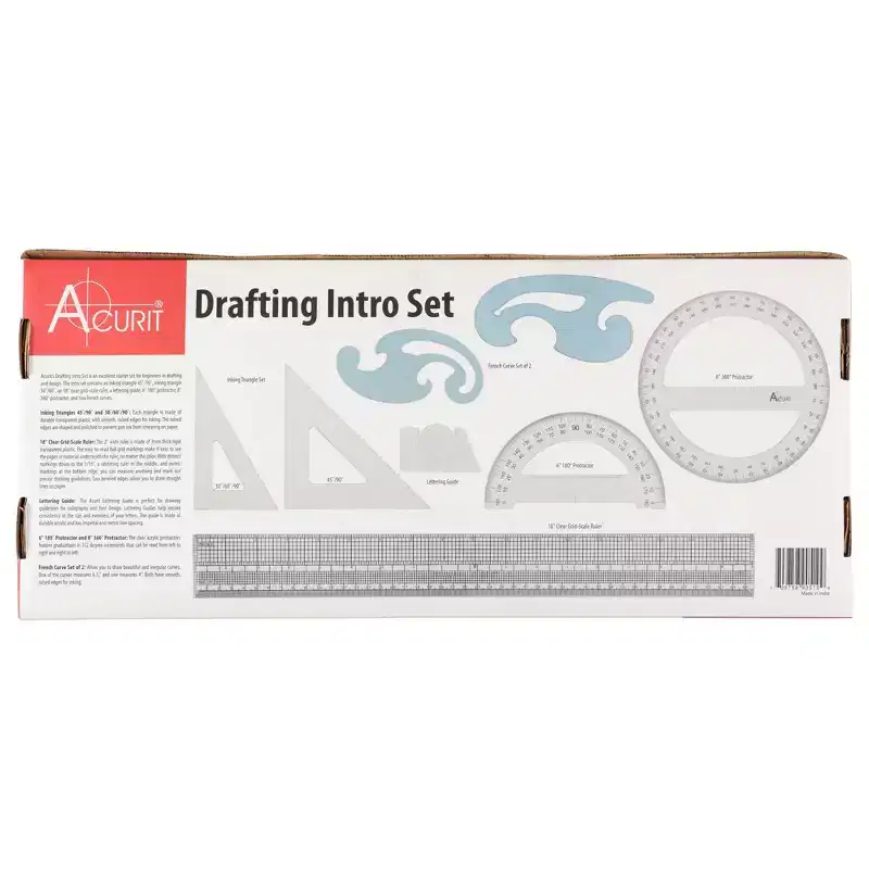 Acurit Drafting Tools & Drafting Kits - Essential Drafting Supplies for Professionals, Artists, Architects - Includes Triangular Scale, Erasing