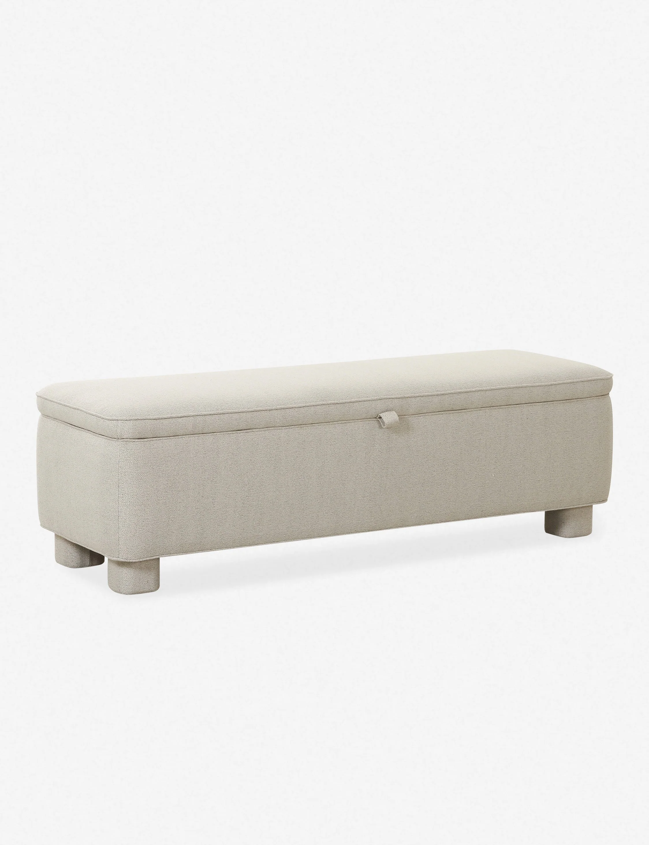 Bench - This upholstered bench is infused with timeless character, featuring inside for linens, pillows, and blankets