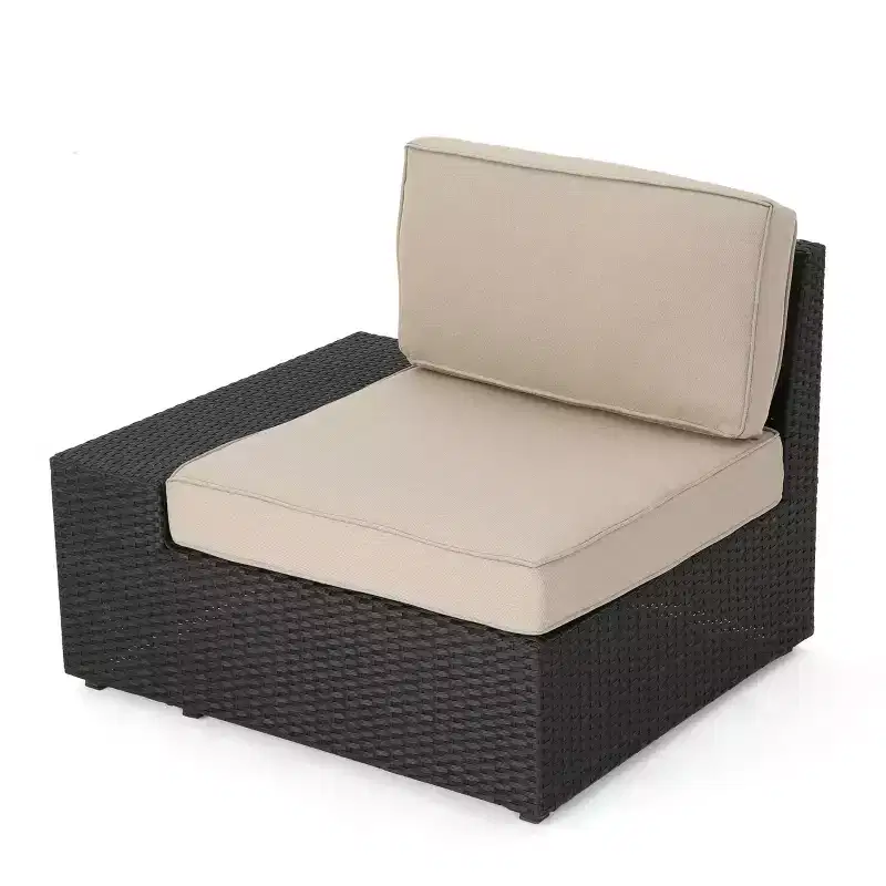 GDFStudio Felicity Outdoor Wicker 7 Seater Sectional Sofa Chat Set with Cushions