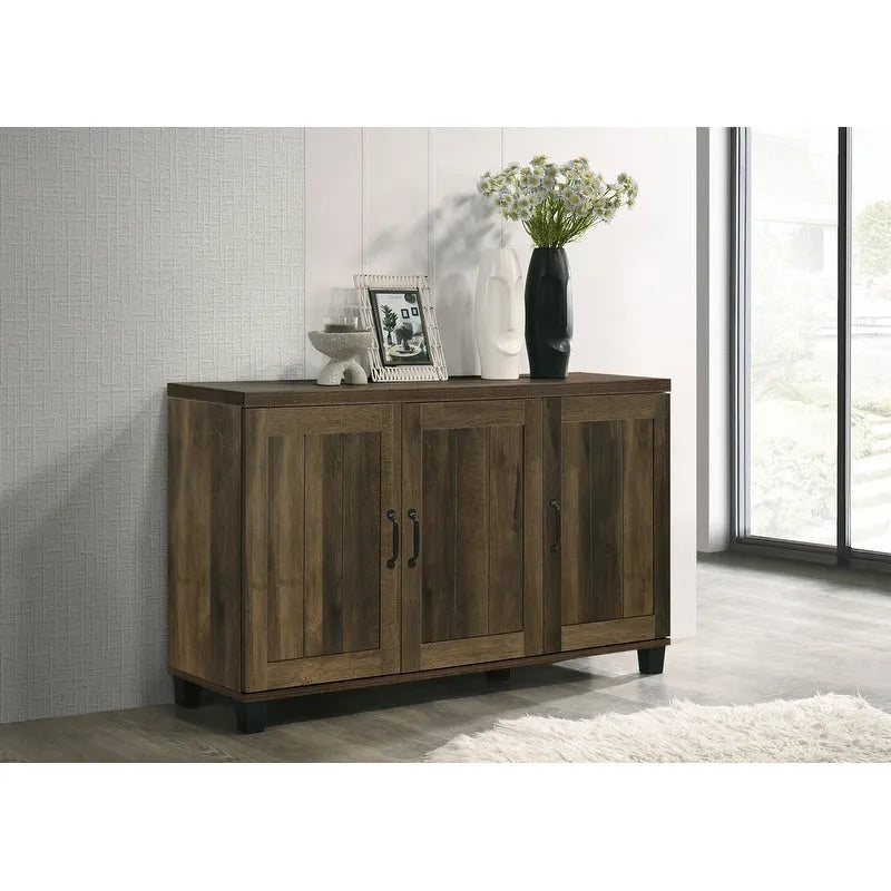 45-Inch 3-Door Shoe Cabinet &ndash; Brown / Grey, Modern Style, 6 Adjustable Shelves